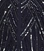 Pisarro Nights Plus Size Beaded Mesh 3/4 Sleeve A-Line Gown, Color:Navy - Image 3