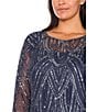Pisarro Nights Plus Size Beaded Mesh 3/4 Sleeve A-Line Gown, Color:Navy - Image 7