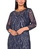 Pisarro Nights Plus Size Beaded Mesh 3/4 Sleeve A-Line Gown, Color:Navy - Image 8