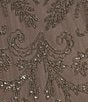 Pisarro Nights Plus Size Beaded Mesh Short Sleeve Midi Gown, Color:Aluminum - Image 3