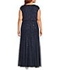 Pisarro Nights Plus Size Cap Sleeve Beaded Mesh Blouson Dress - Image 2
