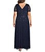 Pisarro Nights Plus Size V-Neck Short Sleeve Beaded Sheath Gown - Image 2