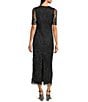 Color:Carbon - Image 2 - Short Sleeve Jewel Neck Beaded Mesh Gown