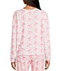 PJ Salvage Bow Print Long Sleeve Crew Neck Jersey Knit Sleep Top - Image 2