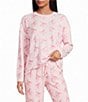 PJ Salvage Bow Print Long Sleeve Crew Neck Jersey Knit Sleep Top - Image 1