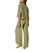 PJ Salvage Brushed Melange Knit Short Sleeve Scoop Neck Long Sleep Lounge Set - Image 2