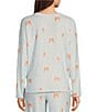 Color:Powder Blue - Image 2 - Bubbly Print Jersey Round Neck Long Sleeve Coordinating Sleep Top