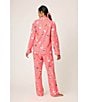 PJ Salvage Cat Print #double;Lets Get Fizzical#double; Embroidered Long Sleeve Notch Collar Flannel Pajama & Headband Holiday Set, Color:Dark Coral - Image 4