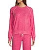 PJ Salvage Dotted Butter Jersey Long Sleeve Coordinating Sleep Top, Color:Bright Pink - Image 1