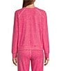 PJ Salvage Dotted Butter Jersey Long Sleeve Coordinating Sleep Top, Color:Bright Pink - Image 2