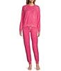 PJ Salvage Dotted Butter Jersey Long Sleeve Coordinating Sleep Top, Color:Bright Pink - Image 3