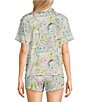 Color:White - Image 2 - Floral Print Short Sleeve Notch Collar Shorty Jersey Knit Coordinating Pajama Set