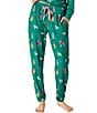 PJ Salvage Furry And Festive Print Butter Knit Jersey Drawstring Coordinating Sleep Joggers - Image 1