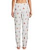 PJ Salvage Holiday Cat Print Coordinating Drawstring Tie Sleep Joggers, Color:Ivory - Image 2