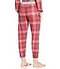PJ Salvage Lets Get Toasty Plaid Peachy Knit Coordinating Sleep Jogger, Color:Samba Red - Image 2