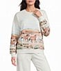 PJ Salvage Long Sleeve Crew Neck Western Landscape Print Brushed Fleece Pullover - Image 1