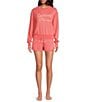 PJ Salvage Long Sleeve Crew Neck Whipstitch Cocktails Please French Terry Pullover - Image 3