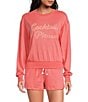 PJ Salvage Long Sleeve Crew Neck Whipstitch Cocktails Please French Terry Pullover - Image 1