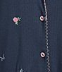 PJ Salvage Pj Salvage Long Sleeve Notch Collar Double Brushed Pointelle Rose Print Coordinating Sleep Top, Color:Navy - Image 4