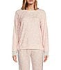 Color:Pink Dream - Image 1 - Long Sleeve Peachy Knit Love Print Coordinating Sleep Top