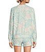 Color:Seafoam - Image 2 - Pj Salvage Long Sleeve V-Neck Coordinating Peachy Knit Floral Print Sleep Top
