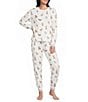 PJ Salvage Meet Me in Pawris Dog Print Peachy Knit Drawstring Coordinating Sleep Jogger - Image 3
