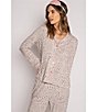 PJ Salvage Modal Basic Leopard Print Notch Collar Pajama Set, Color:Stone - Image 8