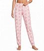 PJ Salvage Peachy Knit Bow Print Drawstring Tie Coordinating Sleep Jogger - Image 1