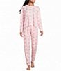 PJ Salvage Peachy Knit Bow Print Drawstring Tie Coordinating Sleep Jogger - Image 3