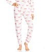 PJ Salvage Peachy Knit Bow Print Drawstring Tie Coordinating Sleep Jogger, Color:Ivory - Image 1