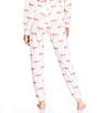 PJ Salvage Peachy Knit Bow Print Drawstring Tie Coordinating Sleep Jogger, Color:Ivory - Image 2