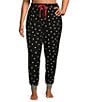 PJ Salvage Plus Size Brushed Thermal Heart Print Coordinating Sleep Pant, Color:Black - Image 1