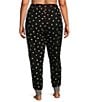 PJ Salvage Plus Size Brushed Thermal Heart Print Coordinating Sleep Pant, Color:Black - Image 2