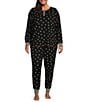PJ Salvage Plus Size Brushed Thermal Heart Print Coordinating Sleep Pant, Color:Black - Image 3