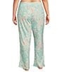Color:Seafoam - Image 2 - Plus Size Floral Peachy Knit Elastic Waist Pocketed Coordinating Sleep Pant
