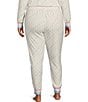 Color:Ivory - Image 2 - Plus Size Heart Print Peachy Knit Coordinating Sleep Jogger