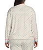 Color:Ivory - Image 2 - Plus Size Heart Print Peachy Knit Long Sleeve Round Neck Coordinating Sleep Top