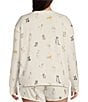 Color:Ivory - Image 2 - Pj Salvage Plus Size Long Sleeve Round Neck Puppy Love Peachy Knit Coordinating Sleep Top