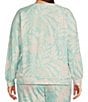 Color:Seafoam - Image 2 - Plus Size Long Sleeve V-Neck Peachy Knit Floral Print Coordinating Sleep Top