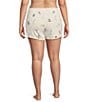 Color:Ivory - Image 2 - Pj Salvage Plus Size Puppy Love Peachy Knit Elastic Waist Pull-On Coordinating Sleep Short