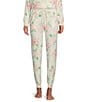 Color:Ivory - Image 1 - Rose Print Peachy Knit Coordinating Sleep Jogger