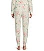 Color:Ivory - Image 2 - Rose Print Peachy Knit Coordinating Sleep Jogger