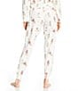 PJ Salvage Ruff On The Range Peachy Knit Drawstring Tie Western Doodle Dog Print Coordinating Sleep Pants, Color:Natural - Image 2