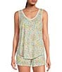 Color:Ecru - Image 1 - Sleeveless V-Neck Jersey Knit Ditsy Floral Coordinating Sleep Top