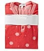 PJ Salvage Snowflake Print Long Sleeve Split Neck Knit Long Pajama Set, Color:Cherry Red - Image 3