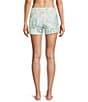 PJ Salvage Tropical Palm Print Peachy Knit Coordinating Drawstring Tie Sleep Shorts, Color:Ivory - Image 2