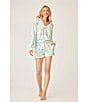 PJ Salvage Tropical Palm Print Peachy Knit Coordinating Drawstring Tie Sleep Shorts, Color:Ivory - Image 6