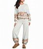PJ Salvage Western Landscape Print Brushed Fleece Drawstring Tie Coordinating Lounge Pants - Image 3