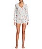 PJ Salvage Western Peachy Knit Waffle Drawstring Tie Coordinating Sleep Short, Color:Ivory - Image 3