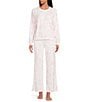 PJ Salvage Wild Flower Brushed Pointelle Drawstring Tie Coordinating Sleep Pant, Color:Ivory - Image 3